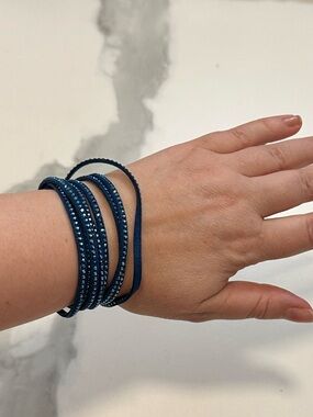 Touchstone Swarovski Crystal Navy Blue Wrap Bracelet